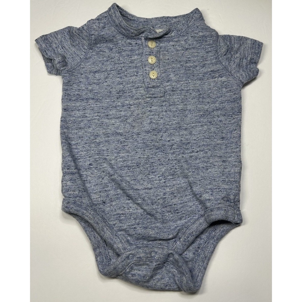 Baby Gap Boys Blue White Heather‎ Button Body Suit Size 6-12 Months